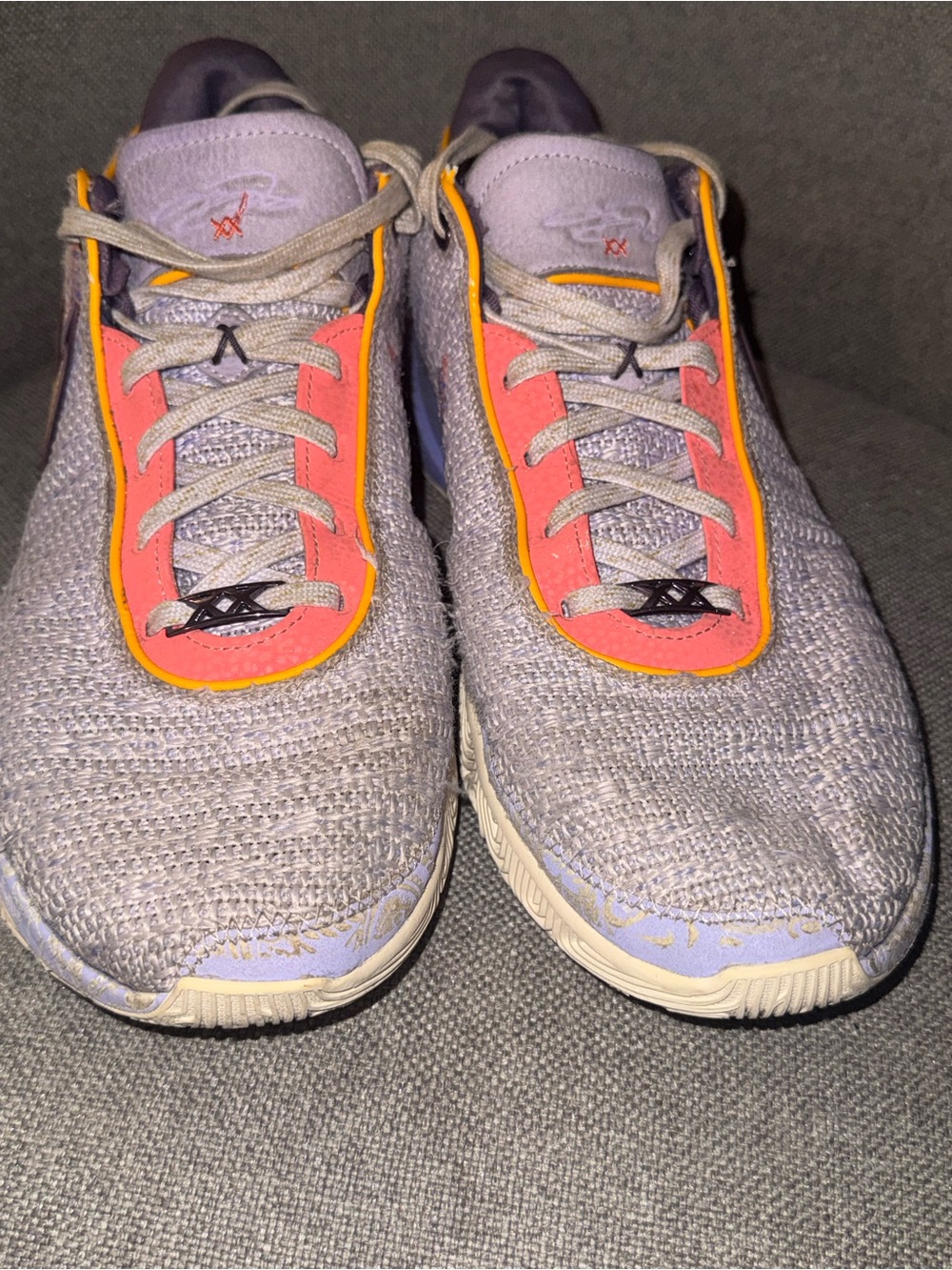 Nike Men Sneakers in Lavender and Coral with Yellow Trim